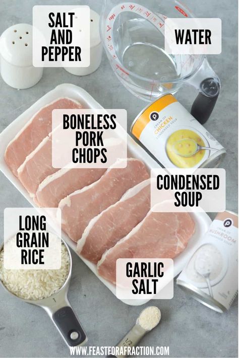 Looking for a budget-friendly, tender, and easy meal? Try our Slow Cooker Pork Chops and Rice recipe! Perfectly seasoned pork chops and fluffy rice cooked to perfection in your crockpot. Click for the full recipe! Rice And Pork Chops Crockpot, Crock Pot Recipes With Pork Chops, Crockpot Rice And Porkchops, Boneless Pork Chops Slow Cooker, Boneless Pork Loin Chops Recipes Slow Cooker, Pork Chops Rice Crockpot, No Peek Pork Chops And Rice Crock Pot, Pork And Rice Crockpot, Boneless Pork Chops And Rice In The Oven