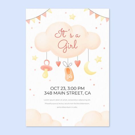 Free Vector | Free vector watercolor baby shower landing page Baby Arrival Announcement, Newborn Birth Announcements, Baby Birth Announcement Cards, Twins Announcement, Baby Boy Invitations, It's A Boy Announcement, Baby Boy Birth Announcement, Baby Delivery