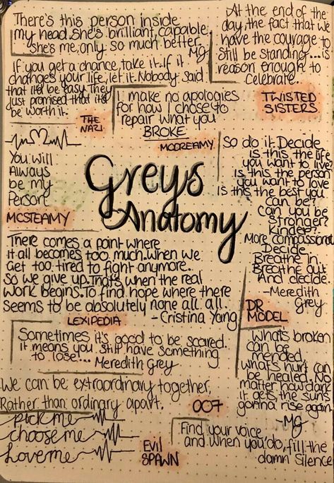 Journal idea- quotes from a show Greys Anatomy Episodes, Greys Anatomy Funny, Grey Quotes, Greys Anatomy Characters, Greys Anatomy Memes, Derek Shepherd, Grey Anatomy Quotes, Grey's Anatomy Quotes, Anatomy Quote