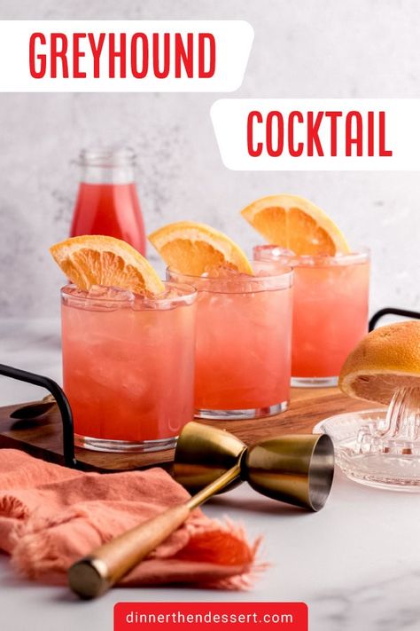 Greyhound Cocktail is a refreshing, tart drink that's easy to make with vodka and grapefruit juice over ice. Try it for brunch or happy hour! Juice Cocktail Recipes, Grapefruit Juice Cocktail, Greyhound Cocktail, Healthy Appetizers Easy, Mule Recipe, Croissant Breakfast, Roasted Cabbage, Dessert Cookbooks, Pot Roast Slow Cooker