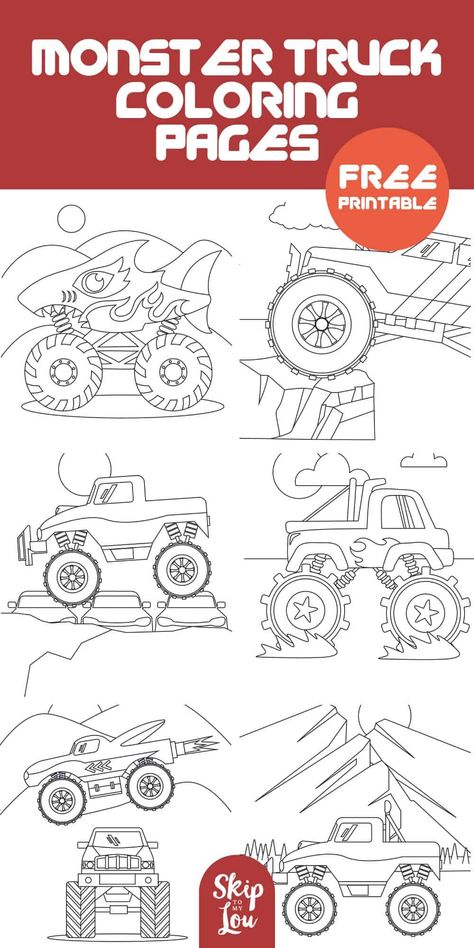 Free Printable Monster Truck Coloring Pages Monster Truck Coloring Book, Monster Truck Games For Kids, Monster Truck Free Printables, Monster Truck Crafts Preschool, Monster Truck Coloring Pages Free, Monster Truck Drawing Easy, Monster Truck Activities, Monster Truck Printables, Monster Truck Drawing