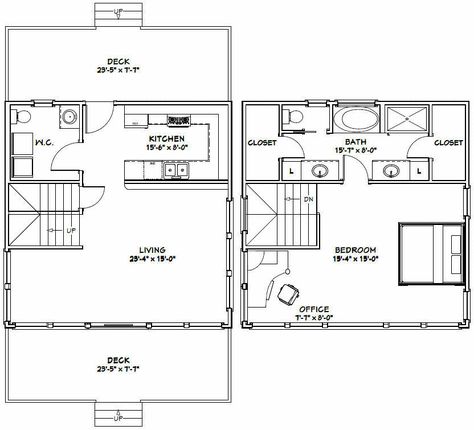 24X24 HOUSE -- 1 Bedroom 1.5 Bath -- PDF FloorPlan -- 1,066 sqft -- Model 10A - $29.99 | PicClick Shed Blueprints, Loft Plan, Narrow Lot House, Two Story House Plans, Small Cottages, Garage Apartments, Shed Plan, Tiny House Floor Plans, A Frame Cabin