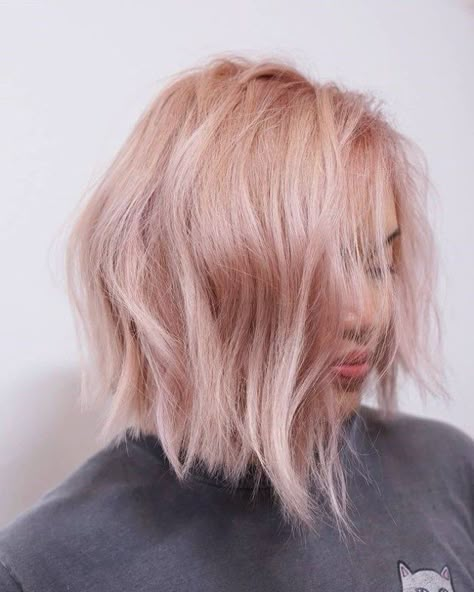 Blush Pink Bob Short Hair Pastel Color, Pale Pink Hair Dark Roots, Short Pale Pink Hair, Pale Pink Hair Blonde, Pink Hair 2024, Short Pastel Pink Hair, Pastel Blonde Hair, Color Block Hair Ideas, Pink Hair Short