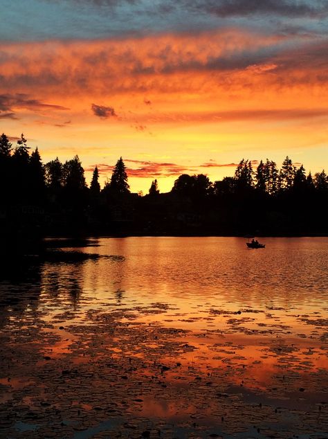 Sunset at Martha Lake | Lynnwood, Washington.  I miss being in walking distance of this lake Lynnwood Washington, Washington State History, Usa States, Painting Inspo, Washington State, Seattle, Washington, Favorite Places, Walking