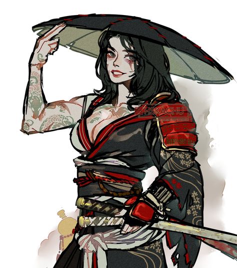 Human Dnd Character, Dnd Characters Art, Fighter Sketch, Dnd Character Concept, Samurai Character, Npc Rpg, Ronin Samurai, Dnd Oc, Female Samurai