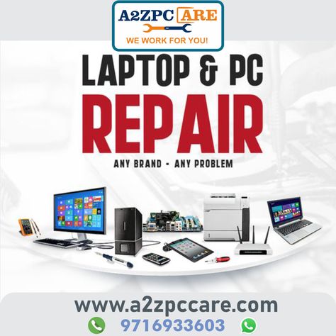 Laptop and PC Repair! Any Brand Any Problem #laptop #pc #desktop #brand #problem #repair #a2zpccare https://www.a2zpccare.com/ Computer Repair Business, Book Repair, Computer Problems, Computer Repair Services, Computer Service, Computer Chip, Custom Computer, Pc Repair, Laptops For Sale