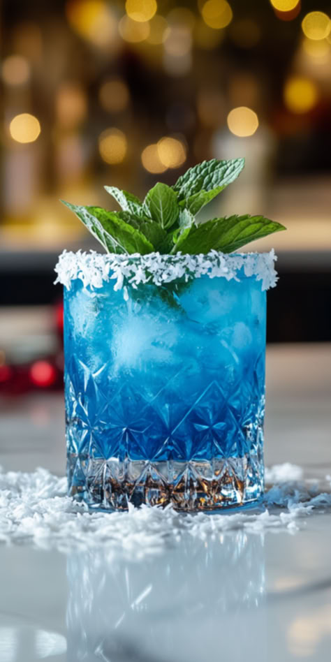 Blue Winter Wonderland Recipe Drinks To Make With Blue Curacao, Teal Cocktail Drink, Tropical Christmas Drinks, Blue Glitter Cocktail, Blue Tequila Drinks, Blue Shark Drink, Blue Vodka Cocktails, Blue Drinks Alcohol, Blue Cocktail Drinks