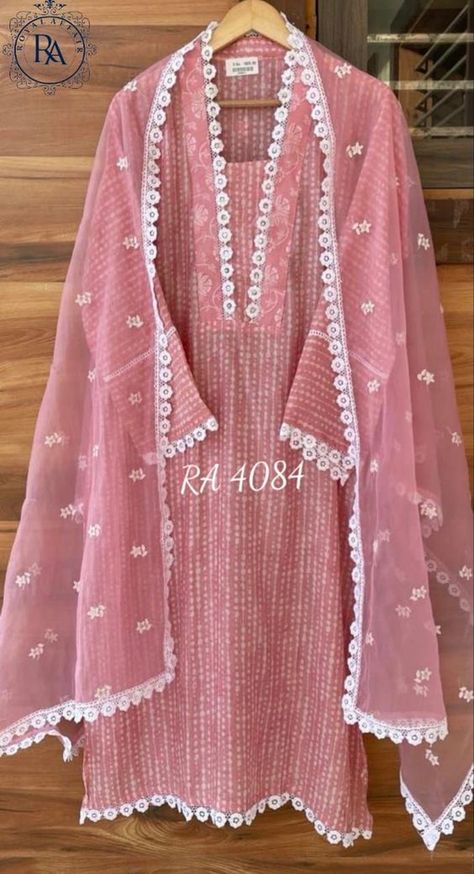 Simple Lace Kurti Design, Pakistani Lace Kurta Designs Women, Kurta Designs Women With Lace, Cotton Suits Neck Design Latest, Kamiz Design With Lace, Square Neck Designs For Kurtis, Lace Kurta Designs Women, Kurti With Lace Design, Lace Pattern Kurti