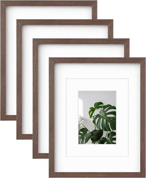 Egofine 11x14 Picture Frames Made of Solid Wood with Plexiglass, Display Pictures 5x7/8x10 with Mat or 11x14 Without Mat Set of 4 for Tabletop and Wall Mounting, Brown 11x14 Picture Frame, Display Family Photos, 8x10 Picture Frames, Display Pictures, Collage Picture Frames, Picture Frame Sets, Wood Cover, Frame Matting, Table Top Display