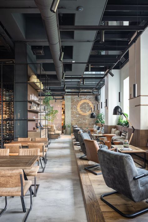 Revitalizing An Industrial Landmark: A Look Inside WERK Restaurant Office Building Ideas, Wooden Bar Top, Industrial Restaurant Design, Eco Industrial, Restaurant Architect, Stone Kitchen Island, Co Working Office, Good Bar, Heritage Building