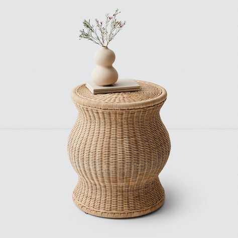 Dua Wicker Stool Storage Rattan, Wicker Stool, Oversized Lumbar Pillow, Pillow Mixing, Rattan Stool, Hinoki Wood, The Citizenry, Rattan Side Table, Organic Cotton Bedding