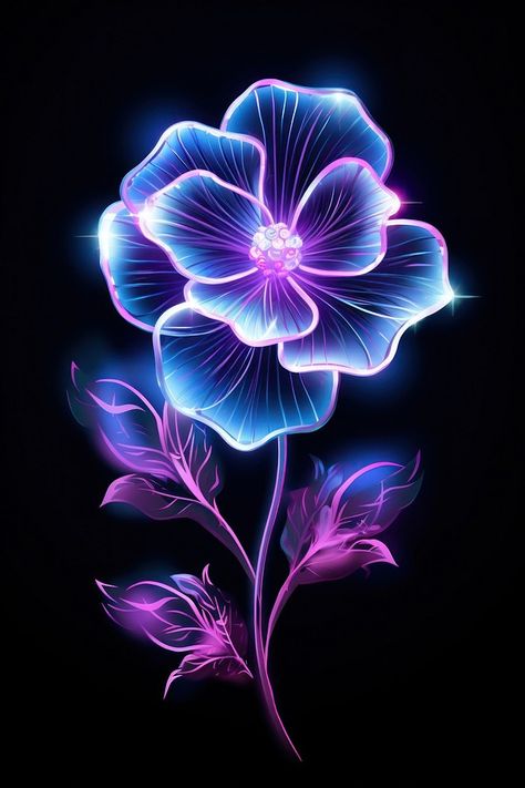 Neon flowers pattern purple plant. | Premium Photo Illustration - rawpixel Dark Roses Tattoo, Black Background Pattern, Transparent Art, Glowing Flowers, Book Clip Art, Neon Artwork, Galaxies Wallpaper, Beautiful Wallpapers For Iphone, Butterflies Art