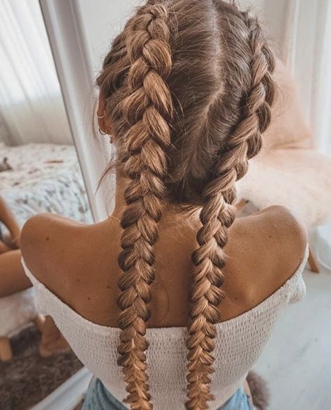 Two Braid Hairstyles, Two Braids, Brown Blonde Hair, Long Braids, Easy Hairstyles For Long Hair, Braids For Long Hair, Box Braids Hairstyles, Fish Tail Braid, Grunge Hair