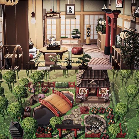 Zen Garden Animal Crossing, Animal Crossing Hhp, Animal Crossing Japanese, Japanese House Exterior, Japan House Design, Acnh Japanese, Acnh Hhp, Japanese Island, Animal Crossing Island Inspo