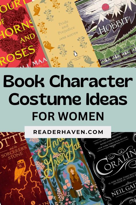 Need a little inspiration for your Halloween costume this year? These fun bookish costumes are perfect for dressing up as your favorite book character this Halloween! From Elizabeth Bennet to Hermione to Feyre from ACOTAR, bibliophiles will love these bookish & literary costume ideas for women. Bookworm Halloween Costume, Feyre Costume Ideas, Halloween Book Costumes, Book Related Halloween Costumes, Literary Characters Costumes, Booktok Costumes, Book Characters Halloween Costumes, Book Themed Costumes, Halloween Costume Book Character