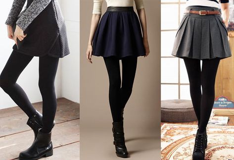 Leggings and short skirt Black Skirt And Leggings Outfits, Short Skirts With Leggings, Black Skirt Leggings Outfit, Black Skirt With Leggings, Short Black Skirt With Tights Outfit, Black Skirt With Black Tights, Legging Skirt Outfit, Skirt Outfits With Leggings, Leggings With Skirt Outfit