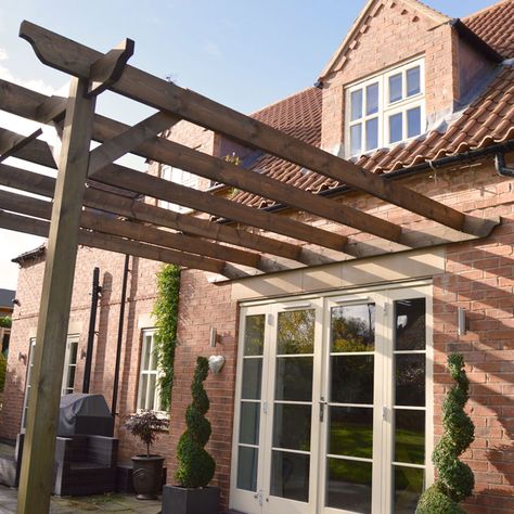 Pergola And Decking, Lean To Pergola, Wooden Garden Gazebo, Wall Mounted Pergola, Curved Pergola, Garden Pergola, Decking Area, Pergola Lighting, Pergola Attached To House