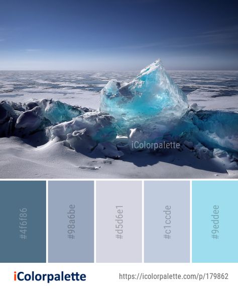 Color palette theme related to arctic, arctic ocean, freezing, ice, ice cap, iceberg, Image, polar ice cap, sea, sea ice, water, .   Download color palette as Pdf, Adobe swatch and more. Color Palette Theme, Lavender Color Palette, Ocean Images, Ice Cap, Ocean Room, Ice Blue Color, Color Palette Ideas, Arctic Sea, Sea Ice