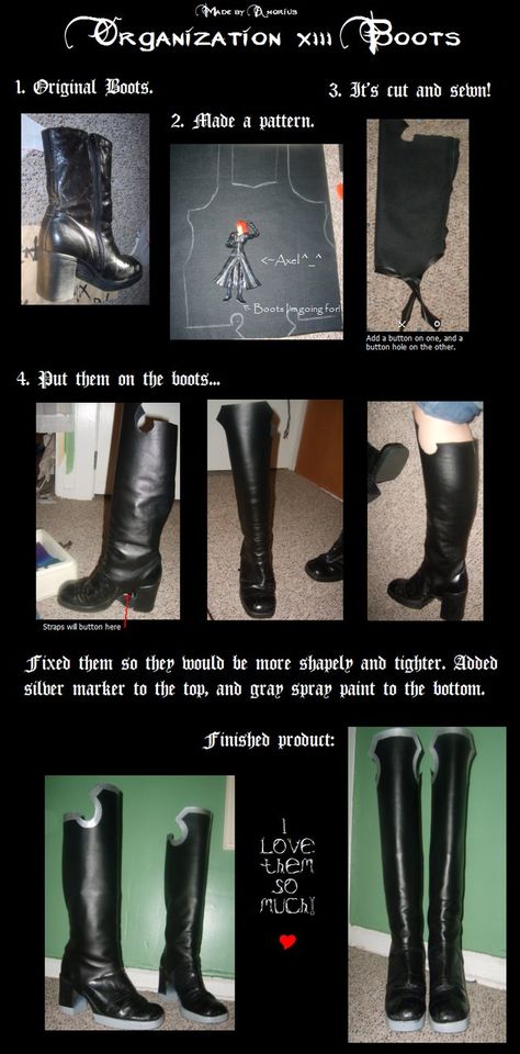 How to make short boots look like knee-highs ~Amorius on deviantART Cosplay Boot Covers, Boot Covers Diy, Boot Cover Pattern, Winter King, Pirate Costumes, Loki Cosplay, Boots Look, Costume Tutorial, Cosplay Boots