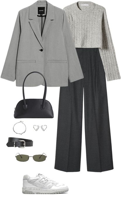 . Outfit | ShopLook How To Style A Gray Blazer, Gray Hijab Outfit, Classic Outfits For Women Hijab, Light Gray Blazer Outfit Women, Light Grey Blazer Women Outfits, Gray Outfit Aesthetic, Grey Outfit Hijab, Grey Blazer Outfits For Women, Grey Blazer Women Outfit