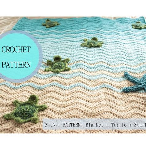 Crochet Blanket Red, Sea Turtle Blanket, Crochet Patterns Blanket, Turtle Blanket, Crochet Blanket Sizes, Granny Square Häkelanleitung, Baby Sea Turtle, Crochet Stitches For Blankets, Baby Rugs