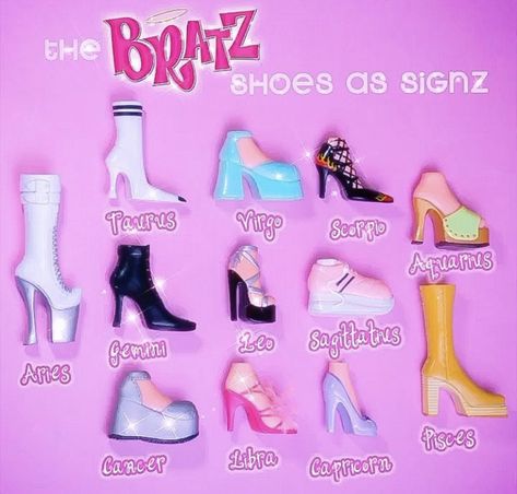 Bratz Shoes, Y2k Bratz, Aries And Pisces, Virgo And Scorpio, Libra Capricorn, Pink Wallpaper Girly, Silk Face Mask, Gemini And Leo, Shoe Inspiration