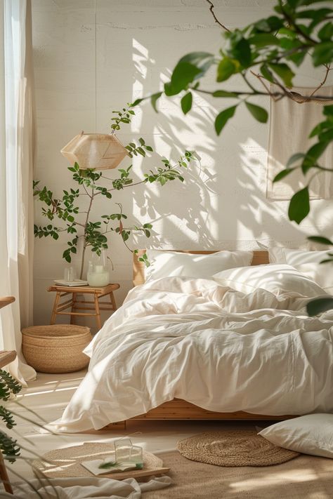 Neutral Boho Bedroom, Organic Modern Bedroom, Fall Interior Design, Boho Bedrooms, Autumn Interior, Boho Bedroom Design, Bedroom Minimalist, Dekorasi Kamar Tidur, Neutral Boho