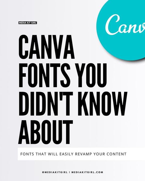 Hidden Canva Fonts, Canva Fonts, Media Kit, Blogging, Graphic Design, Media, Canvas, On Instagram, Instagram