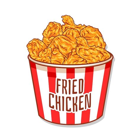 Crispy fried chicken vector illustration... | Premium Vector #Freepik #vector #chicken-bucket #fried-chicken #crispy-chicken #crispy Fried Chicken Cartoon, Chicken Vector Illustration, Chicken Clip Art, Chicken Cartoon, Chicken Clipart, Chicken Bucket, Chicken Vector, Chicken Drawing, Chicken Illustration