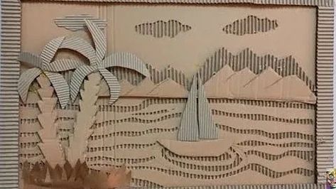 Cardboard Relief Sculpture Landscape, Cardboard Relief Sculpture, Cardboard Landscape, Cardboard Art Projects, Cardboard Relief, Cardboard Art Sculpture, Classe D'art, Cardboard Box Crafts, Creation Art