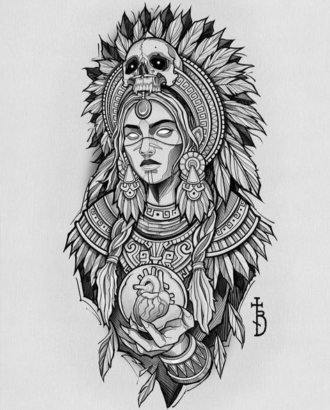 Aztec Queen, Calf Tattoo Ideas, Mayan Temple, Dream Catcher Tattoo Design, All Black Tattoos, Aztec Tattoo Designs, Queen Goddess, Samurai Tattoo Design, Minimal Tattoo Design