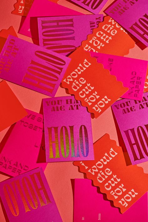 Glenmore Valentine’s Day Promotion: Those Who Print Together, Stay Together. - Fonts In Use Valentine Installation, Fun Luxury Branding, Vibrant Branding, Trendy Business Cards, 카드 디자인, Valentine Print, Graphic Design Packaging, Tag Design, Print Packaging