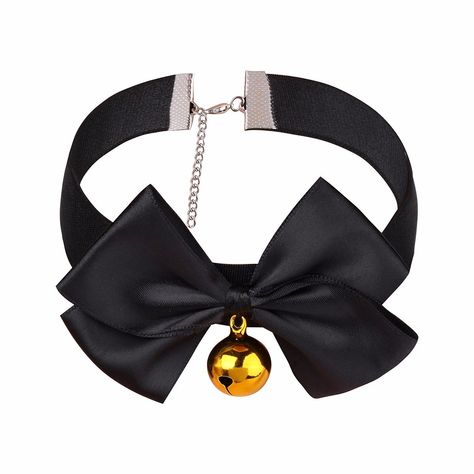 YiZYiF Black Ribbon Bow #ChokerNecklaceCollection Bell Choker, Cat Bell, Women Choker Necklace, Black Velvet Choker, Kitten Collars, Choker Collar Necklace, Womens Chokers, Ribbon Necklace, Bow Collar