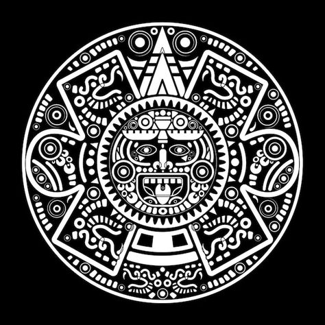 Vector sacred aztec wheel calendar mayan... | Premium Vector #Freepik #vector #mayan #maya #aztec #tribal-logo Aztec Calendar Drawing, Maya Symbols, Calendar Logo, Mayan Sun, Azteca Tattoo, Aztec Artwork, Mayan Symbols, Camo Wallpaper, Costa Maya