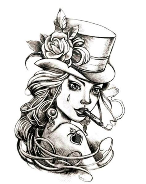 Small Wave Tattoo, Steampunk Tattoo, Catrina Tattoo, Pin Up Girl Tattoo, Skull Girl Tattoo, Fan Tattoo, Kunst Tattoos, Sketch Tattoo Design, Pin Up Tattoos