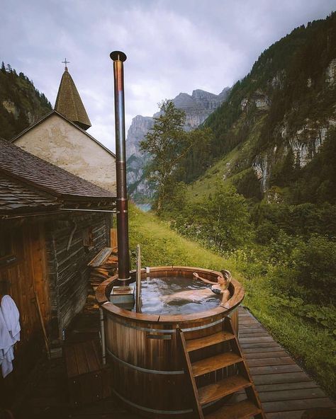 Home & Outdoor's Life on Twitter: "… " Wooden Hot Tub, Outdoor Hot Tub, Ecological House, Switzerland Hotels, Deco House, Outdoor Tub, Outdoor Bath, Spa Design, A Frame House