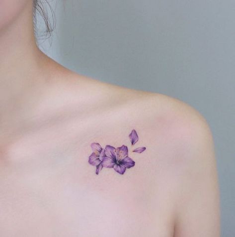 Purple Tattoos For Women, Violet Tattoo Flower, Violet Tattoos, Purple Tattoo, Purple Flower Tattoos, Violet Flower Tattoos, Lilac Tattoo, Violet Tattoo, Purple Tattoos