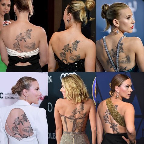 Tattoos Scarlett Johansson, Scarlett Johansson Tattoos, No Thoughts, Natasha Romanoff, Scarlett Johansson, Back Tattoo, Backless Dress Formal, Love Her, Marvel