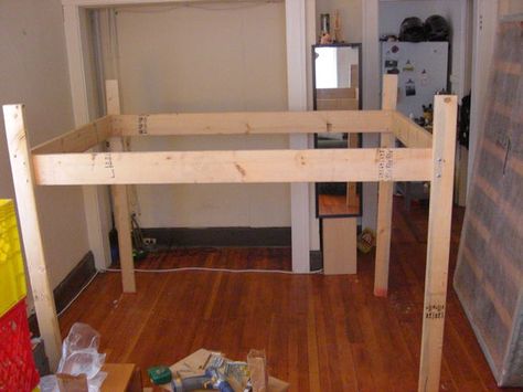 8 Steps to building your own Elevated Bed Elevated Bed Frame, Tall Platform Bed, Raised Platform Bed, Bed Riser, Diy Twin Bed, Raised Bed Frame, Tall Bed Frame, Diy Beds, High Bed Frame