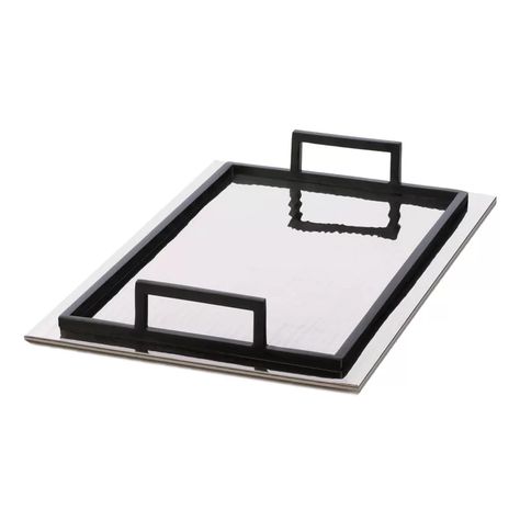 Aluminum Serving Trays, Elegant Tray, Living Room Pieces, Table Vanity, White Tray, Aluminum Tray, Serving Trays With Handles, Entryway Table, Black Accents