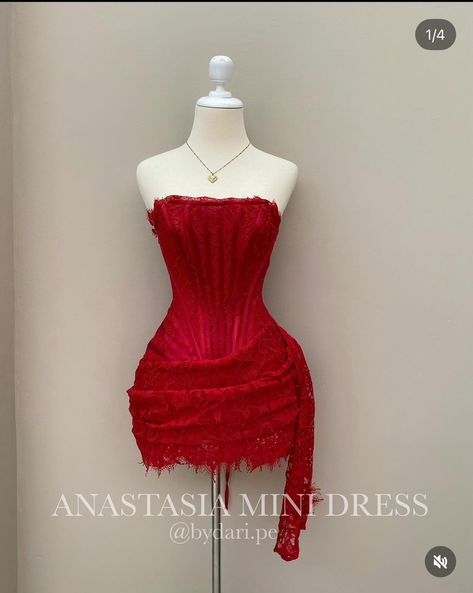 Red Dress Short Aesthetic, Red Sweet 16 Dresses Short, Bday Dress Outfit, 21st Bday Outfit Ideas, Red Lace Dress Outfit, Red Hoco Dress Short, 21st Birthday Dress Ideas, Birthday Dinner Outfit Winter, 21st Bday Outfit