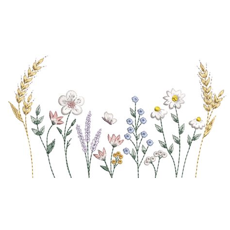 Summer Wildflowers, Wild Flower Meadow, Flower Meadow, Wild Flower, Embroidered Pillow, Hand Embroidery Designs, Flower Field, Machine Embroidery Design, Embroidery Flowers