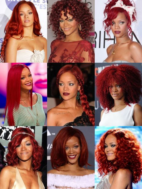 Rihanna Red Hair Era, Red Wavy Bob Black Women, Rihanna Loud Era, Red Hair Rihanna, Rihanna Red Hair, Rihanna Outfits, I See Red, Dark Red Hair, Wavy Bobs