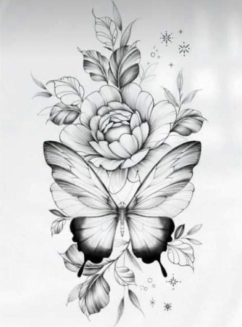 Nature Neck Tattoos Women, Butterfly And Flowers Tattoo Designs, Floral With Butterfly Tattoo, Butterfly Flower Tattoo Design, Flower Tattoo With Butterfly, Flowers And Butterflies Tattoos, Butterfly Flowers Tattoo, Butterfly And Flower Tattoo Designs, Floral Butterfly Tattoo Design