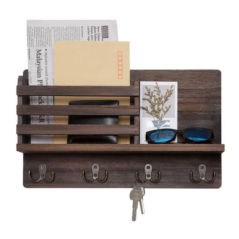 7 Clever Under-$50 Organizers From Amazon That Will Make Your Life Easier in 2022 Key Rack Ideas, Key Holder Ideas, Kitchen Wall Organizer, Entry Organizer, Key And Letter Holder, Mail Organizer Wall, Mail And Key Holder, Key Holder Wall, Wall Mounted Key Holder