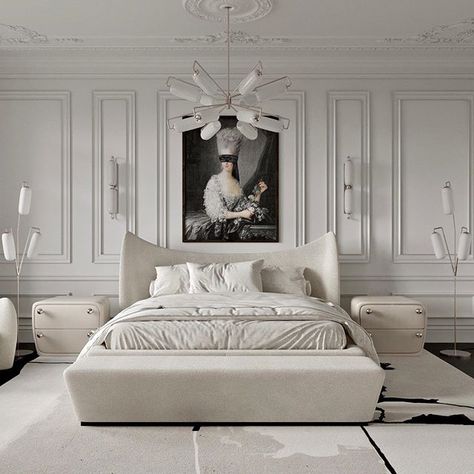 Minimalistic Modern Interior, London Home Decor, Royal Bedroom Design, Classical Paintings, Royal Bedroom, Luxe Bedroom, Bedroom Wall Colors, Luxury Bedroom Master, Elegant Bedroom