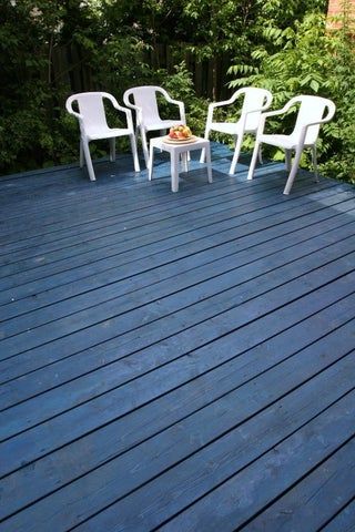 Blue Deck Paint, Deck Colors For Blue House, Painted Decks Colors Ideas, Grey Deck Paint, Painted Wood Deck, Deck Paint Colors, Outdoor Paint Colors, Dark Blue Houses, Deck Stain Colors