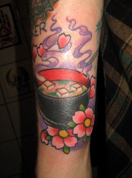 Miso Soup Tattoo, Borchtch Soup, Soup Tattoo, Noodle Bowl, Miso Soup, Noodle Bowls, First Tattoo, Tattoos And Piercings, Watercolor Tattoo