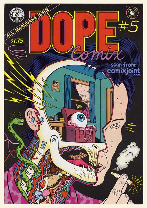 Dope Comix #5 at Comixjoint.com Charles Burns, Underground Comics, Poster Grafico, Underground Comix, Strange Art, Body Horror, Comic Poster, Bristol Board, Juxtapoz Magazine