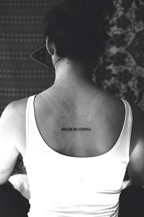 Made In China tattoo type font Made In China Tattoo, China Tattoo, Routine Inspiration, Small Pretty Tattoos, Type Font, Tattoo Font, Great Wall Of China, Earring Ideas, Tat Ideas